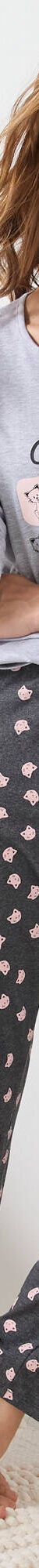 Pyjama pantalon imprimé avec pochon assorti (gris chiné) Pyjama pantalon imprimé avec pochon assorti (gris chiné)